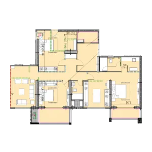 Runwal The Central Park Pimpri Chinchwad 3 BHK Floor Plan Image